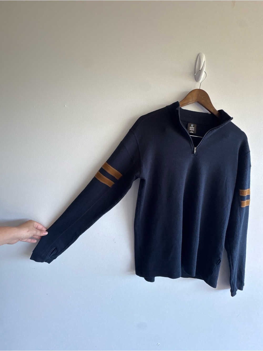 KÜHL Interceptr Merino Wool Quarter Zip Pullover Navy Sweater Men’s Large - Picture 6 of 13